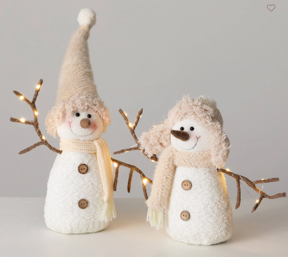 LED Plush Cozy Snowman Figures - Set of 2