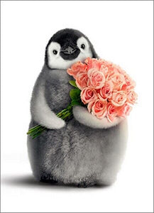 Card - AP/Enclosure -  Penguin with Flowers