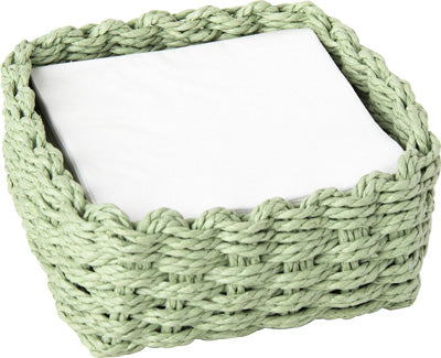 Paper Woven Cocktail Napkin Caddy - Light Green