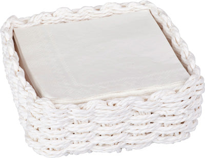 Paper Woven Cocktail Napkin Caddy - White